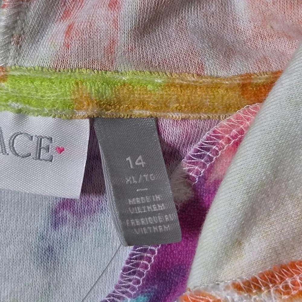 The Childrens Place Cover Up Girls 14 Multicolor Tie Dye Hooded Beach Terry